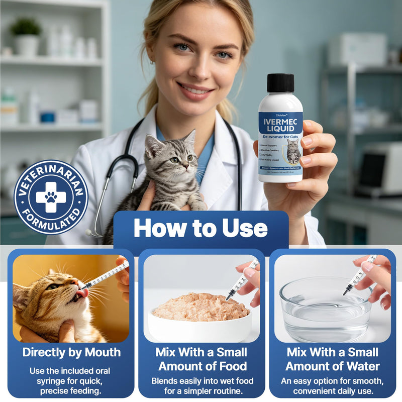 lveɾmec Dew0ɾmeɾ Liquid for Cats, Natural Broad Spectrum Gut Safeguard for Kittens and Adult Cats-Targets Common Internal Concerns | Fast-Acting Supports Digestive Comfort, Immune Wellness & Energy