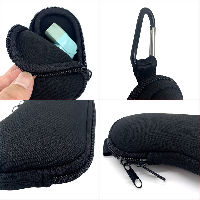 Wanty Asthma Inhaler Holder Neoprene Protective Portable Carrying Bag Travel Inhaler Mini Case Sleeve for L-Shaped Inhaler, Inhaler Not Included (Black) Black