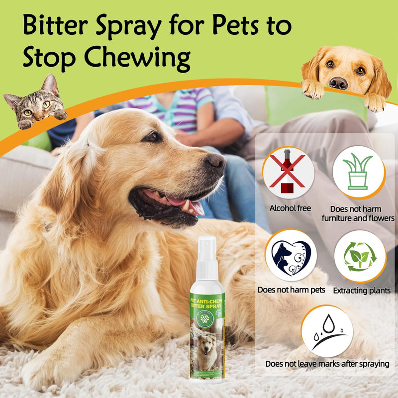 Zestix Bitter Anti-Chew Spray, 120ml Dog & Cat Training Solution, Deterrent for Furniture, Shoes, Cords, Protects Belongings