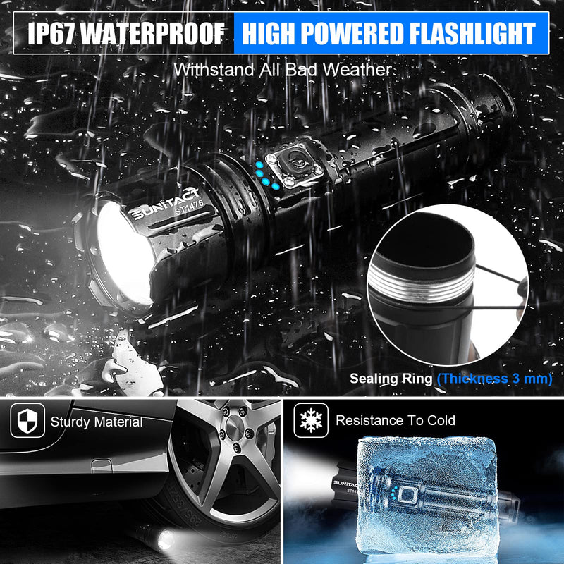 Flashlights High Lumens, Rechargeable Flashlight Led 990000 Lumen XHP70.2, Super Bright Flash Light, High Powered Handheld Flashlights for Emergency Camping Gift, IP67 Waterproof, Adjustable Black