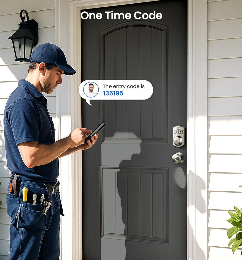 Veise Keyless Entry Door Lock with 2 Knobs, Electronic Backlit Keypad Deadbolt with Handle Set, Auto Lock, One-time Codes, Smart Deadbolt for Front Door, Easy Installation, Satin Nickel Knob