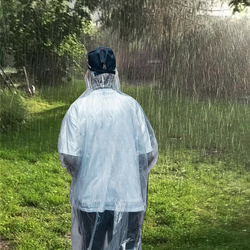Ponchos Family Pack, (8 Pack) Rain Poncho for Adults and Kids Disposable Emergency Rain Ponchos 5 Adult +3 Child