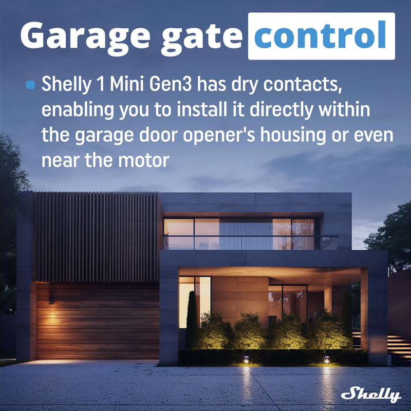 Shelly 1 Mini Gen3 | WiFi & Bluetooth Smart Switch Relay 1 Channel 8A | Home Automation | Compatible with Alexa & Google Home | iOS Android App | No Hub Required | Dry Contacts