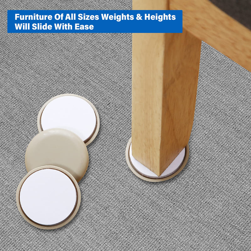 Self-Adhesive Furniture Sliders for Carpets, Furniture Moving Pads (36Pcs) 1-3/4" Furniture Mover Glides, Self Sticks Carpet Furniture Carrier - Move Any Item Quickly and Easily! 1 3/4 inch