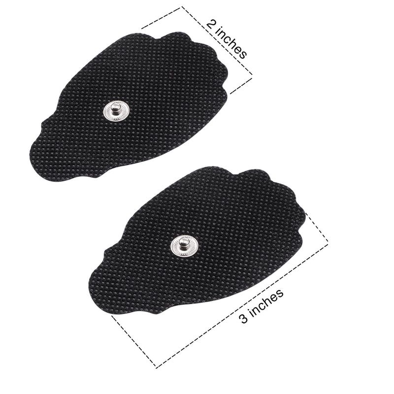 Pack - 20 (10 Pairs) Large TENS Unit Electrode Pads Reusable Self-Adhesive Replacement Massage Pads (Snap on - 3.5mm) - for TENS/EMS Electronic Pulse Massagers