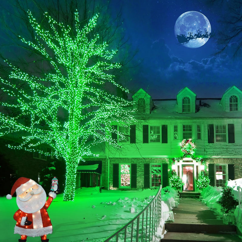 JMEXSUSS 200 LED Christmas String Lights Outdoor, 66ft Expandable Green String Lights Plug in, 8 Modes Waterproof Green Christmas Tree Lights for Outside Yard St Patricks Day Christmas Halloween Decor Green Connectable