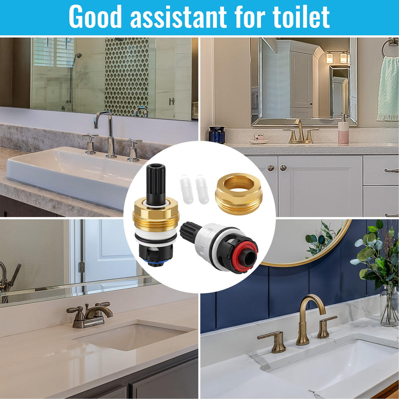 Dreyoo 2 Set Hot Cold Faucet Cartridge Replacement Kit Compatible with Pfister 9100310/Pfister 9100320/Pfister 962-0420 Retainer Nuts, Come with Waterproof Silicone Grease