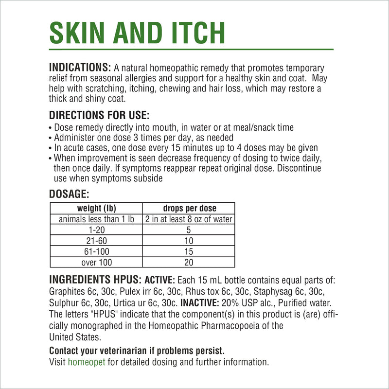 HomeoPet Skin and Itch, Skin and Coat Support for Pets, 15 Milliliters 15ml - PawsPlanet Australia