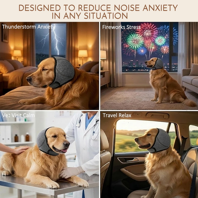 HOFi Noise-Protection Ear Covers for Dog: Calms Dogs in 3 Minutes by Reducing Loud Noise Impact During Fireworks/Thunderstorms/Vet Visits - Anxiety Relief for Large Breeds Golden/Lab/Shepherd