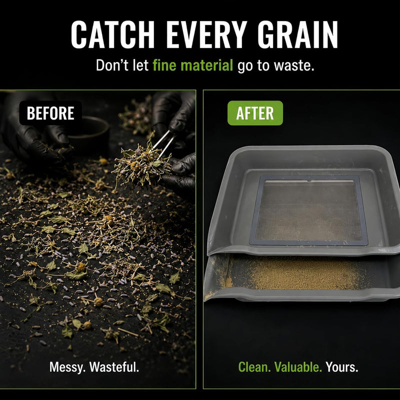 Trim Tray with Pour Spout & Replaceable 150 Micron Screen | Cleaner Collection, Less Waste