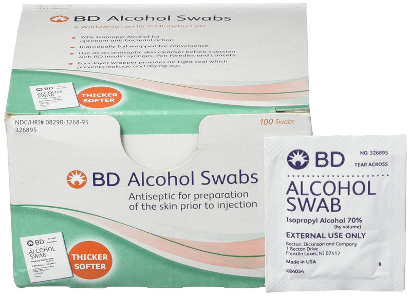 BD Alcohol Swabs 100 Each White 100 Count (Pack of 1)