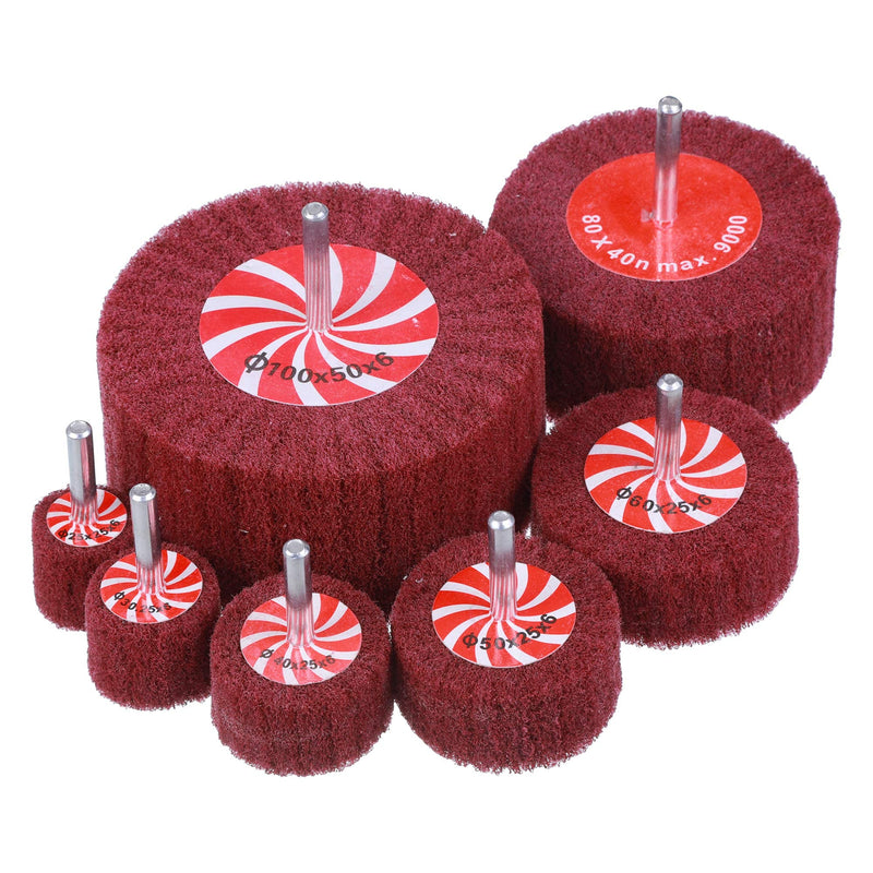 14 Pack Rocaris Buffing Flap Wheels - 7 Size Flap Disk - 1/4 Inch Shanks Fit All Drills - 80 Grits