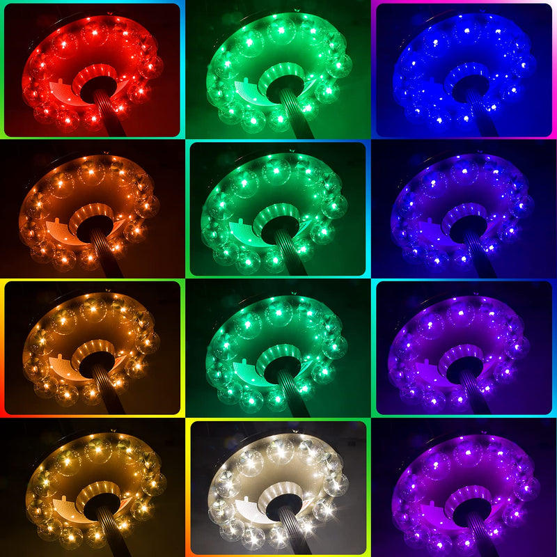 LUXSWAY Umbrella Lights Battery Operated,12 Color Changing Outdoor Patio Umbrella Light for Pole with 80Ft Remote,12 Clear Bulb 48 LEDs,4 Modes,4 Timer Option,Umbrella Hanging Light for Camping,BBQ A-Clear bulb
