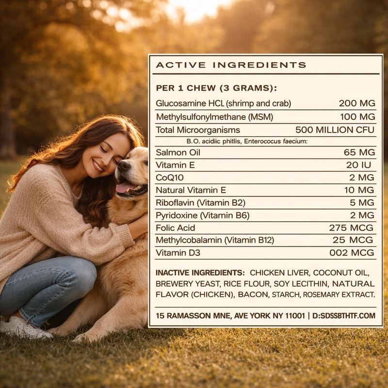DM-01 Daily Multivitamin, Multivitamin Itch Relief Chews for Dog, Made with 12 Active Ingredients for Hip & Joint, Digestive & Boost Immunity, 60 Chew