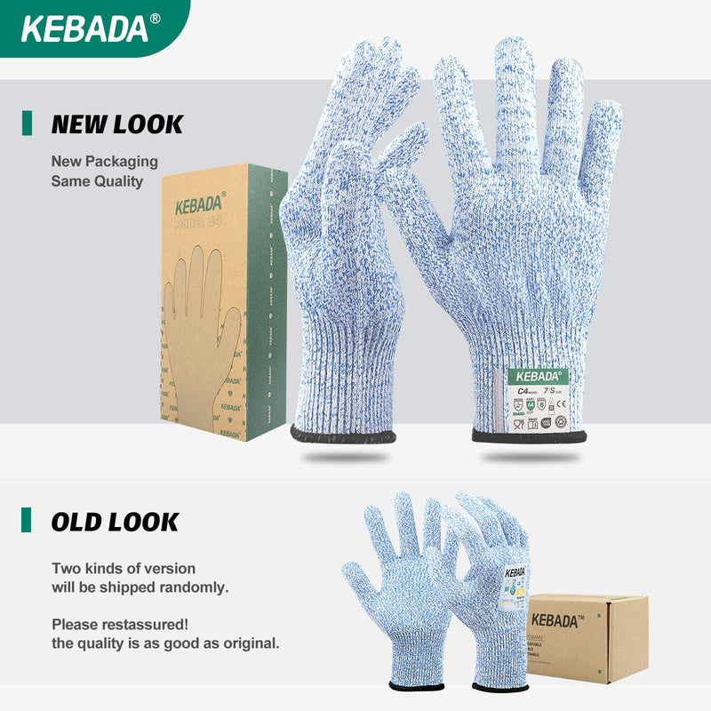 Kebada Cut Resistant Gloves, 100% Food Grade Cutting Gloves, ANSI A4 Level 5 Protection Anti Cut, Glass-Free and Steel-Free, Model C4, 6 Pairs, Large 9/Large Blue(6 Pairs)