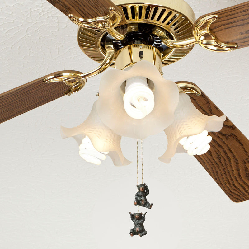 BestGiftEver Ceiling Fan Pull Chain Ornament with a Pair of Adorable Black Bears - Rustic Cabin Decorative Fan Pull Chain for Lodge Nature Lovers, and Wildlife Enthusiasts