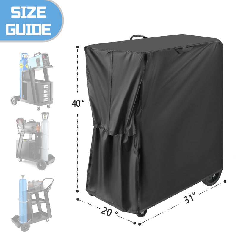 Welding Cart Cover, Black Waterproof and Durable Protective Welding Machine Cover for Most Plasma Cutter Rolling Welding Cart on Market
