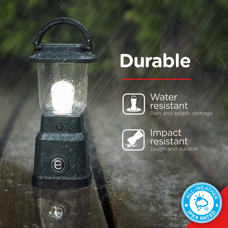 Enbrighten LED Mini Camping Lantern, Battery Powered, 200 Lumens, 40 Hour Runtime, 3 Modes, Night Light for Kids, Ideal for Hiking, Outdoors, Emergency, Snow, Hurricane and Storm Green