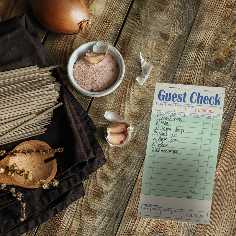 Guest Check Books 6 Pack, Guest Checks for Servers, Server Note Pads, Waitress Accessories Writing Pad, Thick Server Paper with Guest Receipts, Restaurant Supplies Order Pad Total 300 Sheets 6 Pack/300 Sheets Green