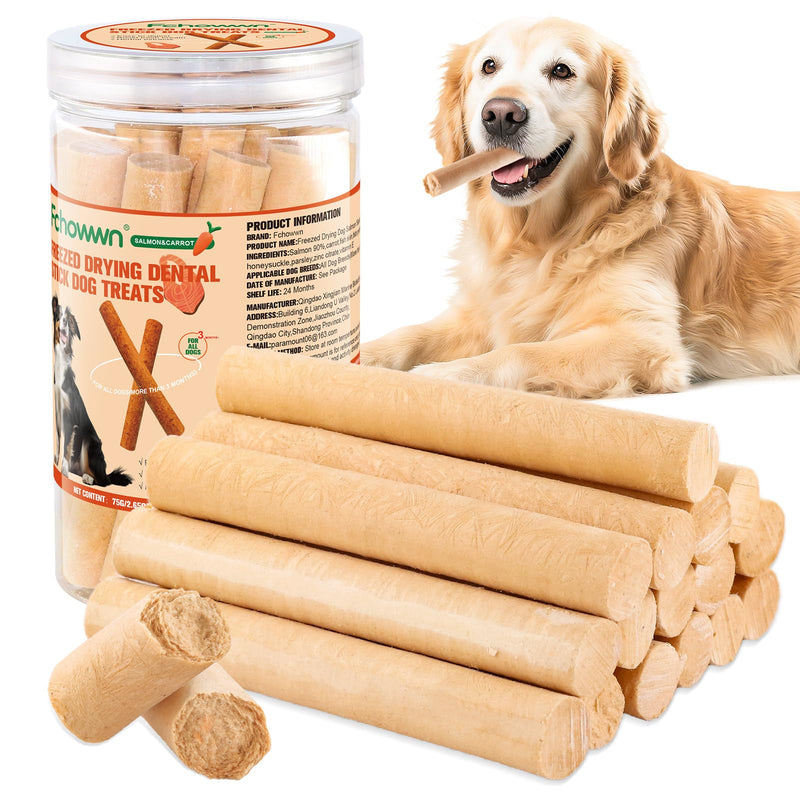 Natural Salmon Carrot Dog Sticks, Omega3 Rich Dental Snack, Training Reward for All Breed Dogs