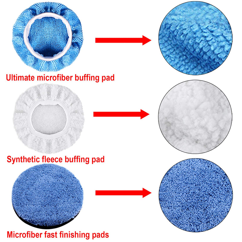 SIQUK 13 Pieces Buffing Pads 7 Inch Car Polishing Pad Kit Foam Wax Polisher Pads Car Buffer Attachment for Drill