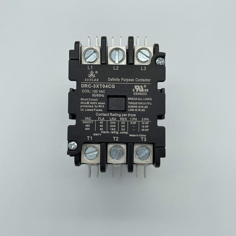 SunLee 3 Pole 40 Amp contactor 120V coil DP Contactor HVAC Contactor A2L Compliant 42CF35AF equivalent 3P 40A 120VAC