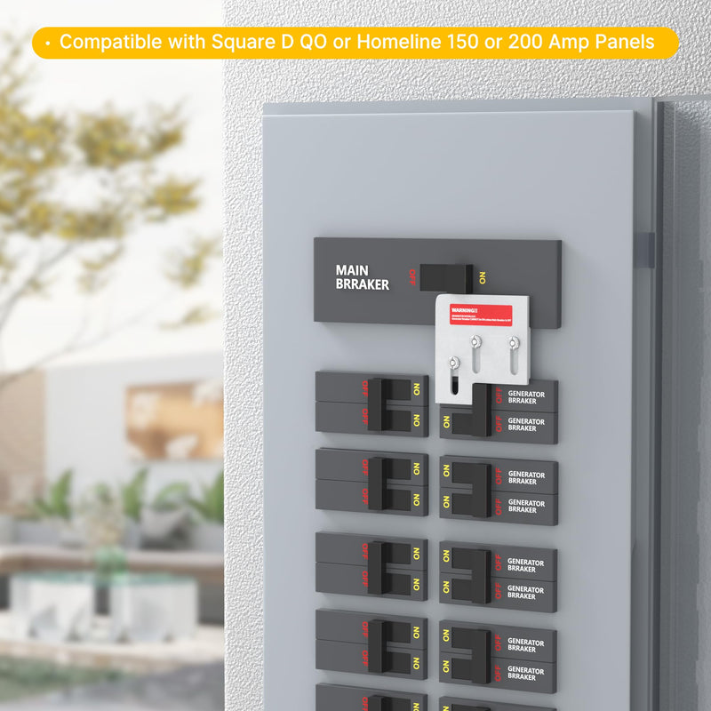 Joinfworld Generator Interlock Kit Compatible with Square D QO or Homeline 150 and 200 Amp Panels, Interlock Kit with 1 3/8 Inch Spacing Between Main and Generator Breaker SD&DQ-200A