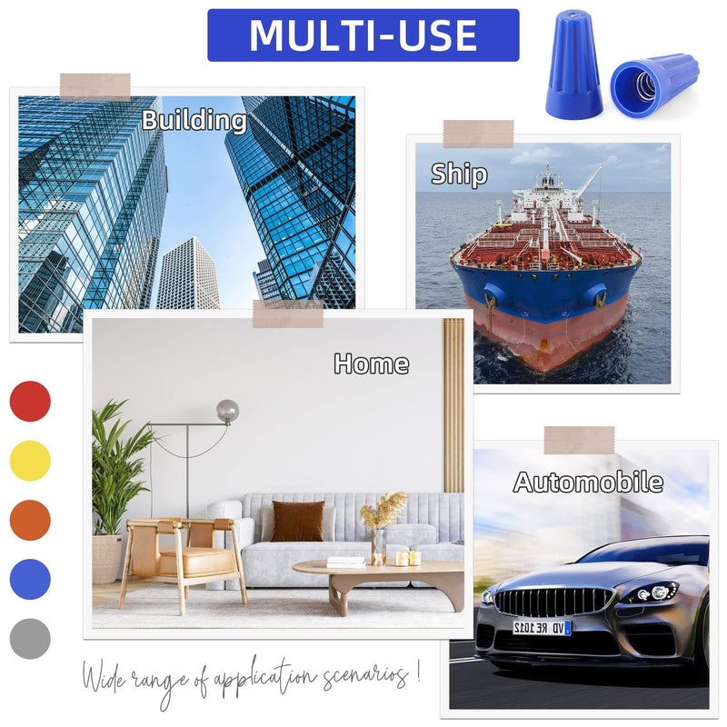 1000 Pcs Blue Wire Connector Nuts, Insulating Insert Twist Electrical Connectors Wire Caps for Quick Connection (AWG 22-14) Blue(AWG 22-14)
