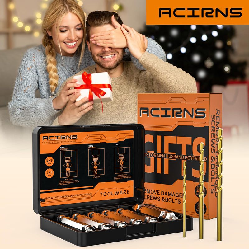 Gifts for Men,9 Pcs Damaged Screw Extractor Set,Valentines Day Gifts for Him,Stocking Stuffers for Adults Men Him, Cool Stuff Gadgets for Men Dad Boyfriend Father Husband, Mens Gifts