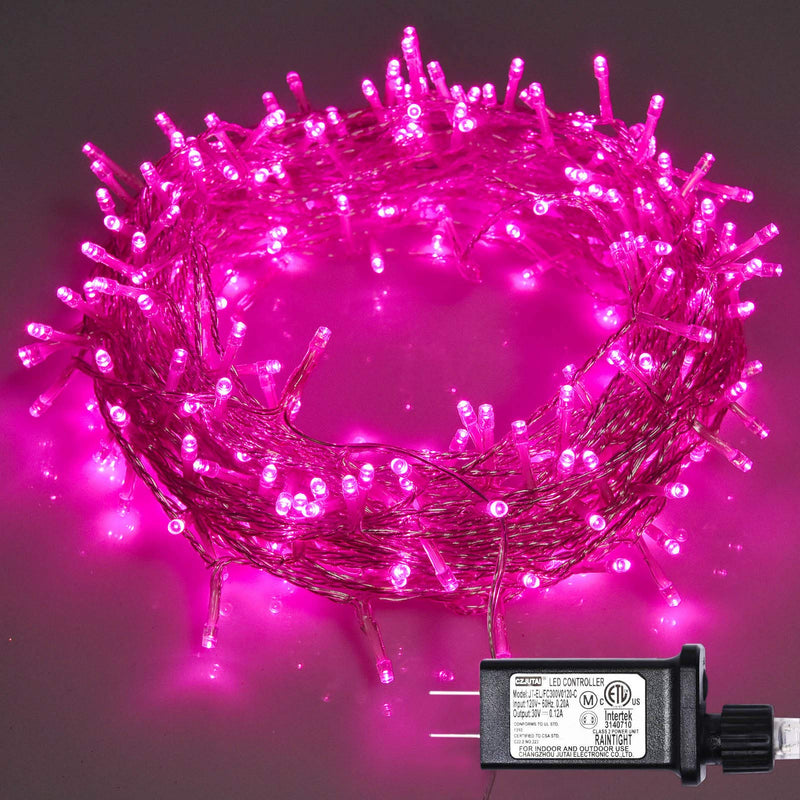 ILLUMINEW 300 Led Pink String Lights Outdoor Waterproof Christmas Decorations, 108 Ft Pink Valentine Day Lights for Bedroom, 8 Modes Plug in Fairy Lights for Outside, Pink Room Decor 300Led-Pink