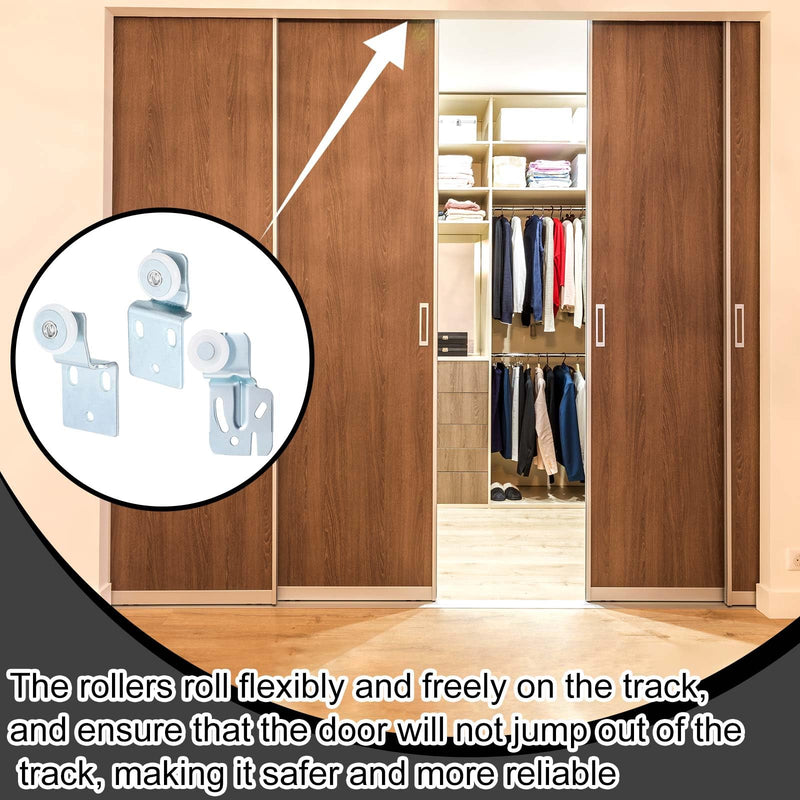 Blulu 12 Pcs Sliding Closet Door Roller Kit Wardrobe Door Rollers Replacement for Top Hung Bypass, 3/4" Wheel with 1/2" and 3/8" Offset, 7/8" Wheel with 1/2" Offset