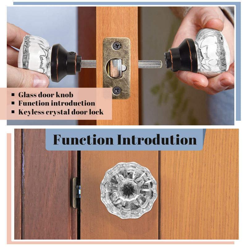 Amylove 2 Set Glass Door Knobs Mortise Style Fluted Crystal Antique Door Knobs with Spindle Antique Doorknobs for Home Interior (Bronze, Basic) Bronze Simple