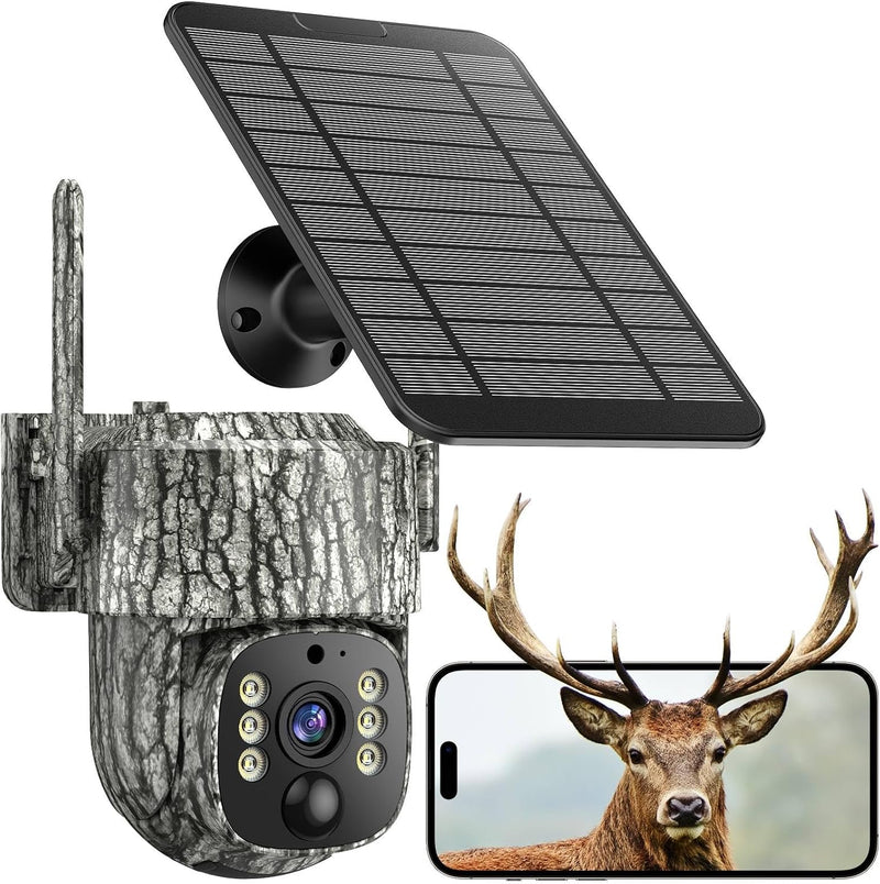 4G LTE Cellular Solar Powered Security Camera Wireless Outdoor, No WiFi Wireless Camera with SIM Card & Unlimited Data Plan, 2 Way Talk, 355° Live View, 2K Color Night Vision, PIR Motion Sensor - NewNest Australia