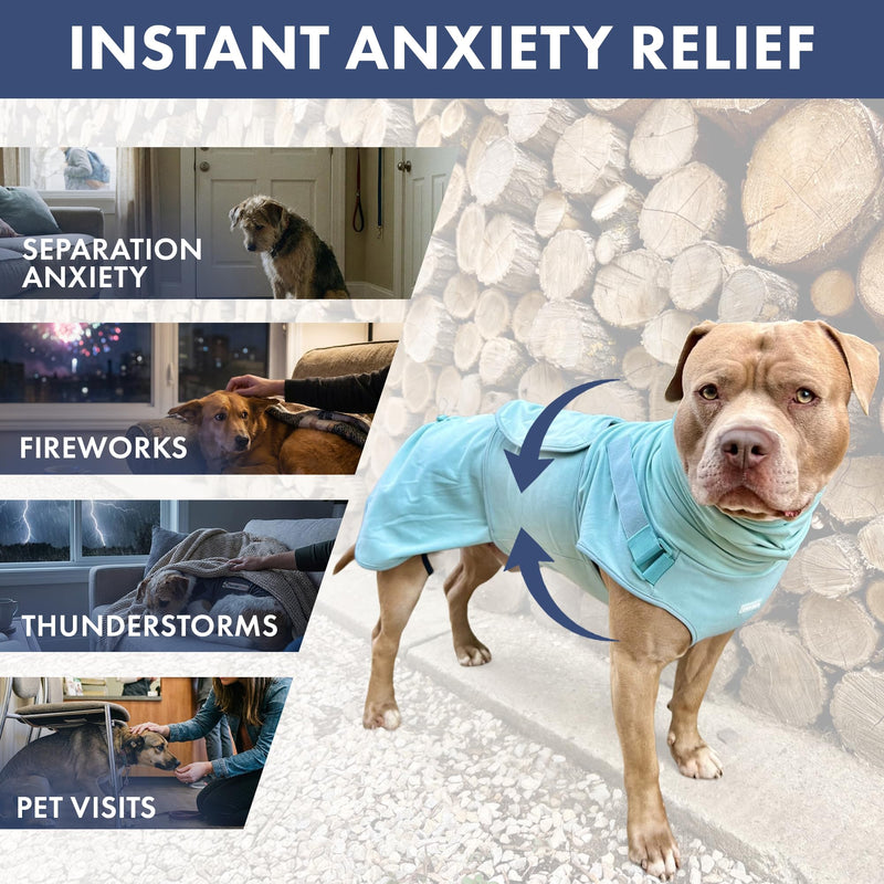 Spark Paws Anxiety Relief Vest for Dogs – Gentle Compression Dog Anxiety Suit, Calming Wrap for Separation Anxiety, Thunder, Fireworks, Suitable for Small Medium and Large Breeds - Teal - Size 3XL 01 Teal 3XL: 60-80lbs