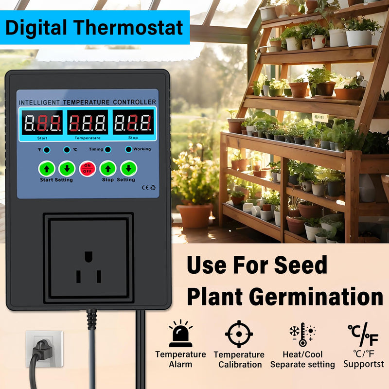 Intelligent Digital Temperature Control Sensor Regulator 100V-240V 15A -20℃-120℃ Heating/Cooling Thermostat Control Switch with LED Display Monitor,Suitable for Incubators,Brooders,Refrigerators