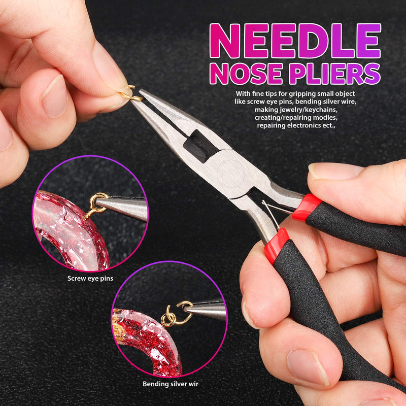 LEOBRO Hand Drill, 222 PCS Pin Vise Hand Drill with Drill Bits(0.8 mm-3 mm), Needle Nose Pliers, Jewelry Making Supplies, Keychain Making Kit, Hand Drill Tools for Jewelry Keychains Making
