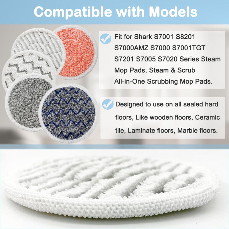 12 Pack Upgraded S7001 Pads Replacement Steam Mop Pads for Shark S7001 S8201 S7000 S8001 S7201 S7000AMZ S7001TGT Series Steam Mop Pads,Steam&Scrub All-in-One Scrubbing Mop Pads,Part Model #:XKITP7000 12 pack Upgraded