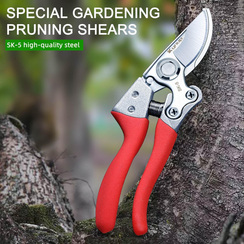 Kynup Pruning Shears for Gardening, Garden Hand Shears, Professional Bypass Pruner Hand Shears Heavy Duty, Pruners for Gardening, Garden Clippers, Hedge Shears, Garden Tools(Red) V11 Red