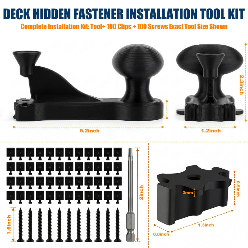 Hohean Hidden Fastener Installation Tool Kit Compatible with Trex Decking, Includes 100 Deck Fasteners, 100 Stainless Steel Screws & Drill Bit, Composite Decking Installation Tool Set