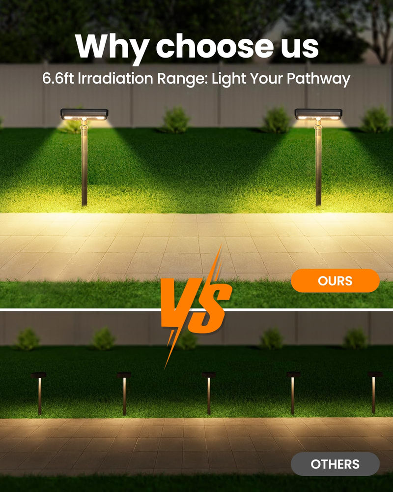 Solar Walkway Lights Outdoor, 92 LEDs Motion Sensor Outdoor Lights,600Lumen Brighter Solar Pathway Light with Adjustable Angle for Garden, Yard, Walkway(Warm White, 2 Pack) Warm White
