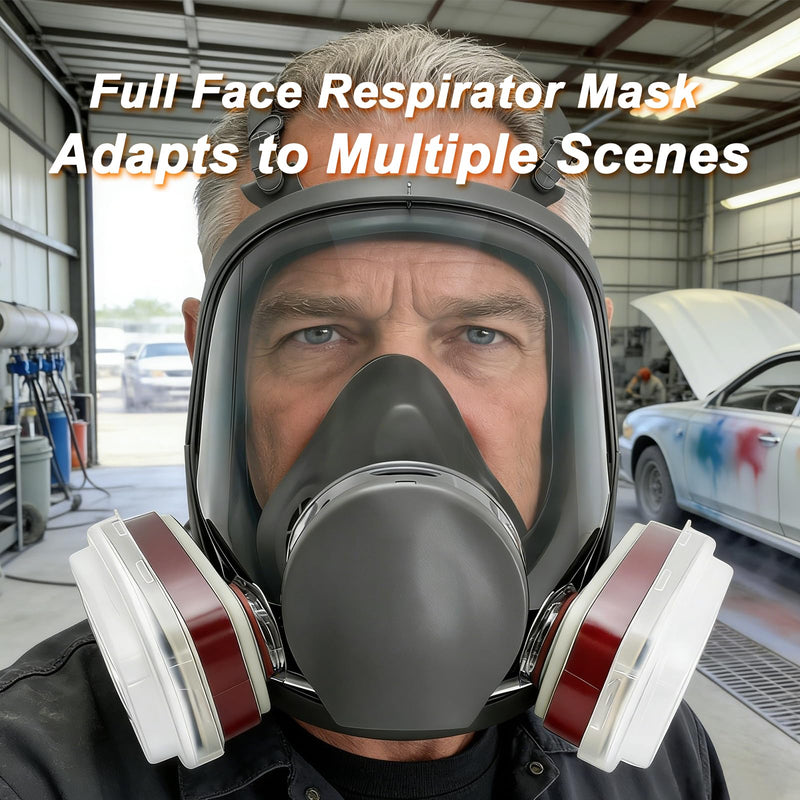 Full Face Respirator Mask With Filters (Reusable) For Paint, Welding, etc