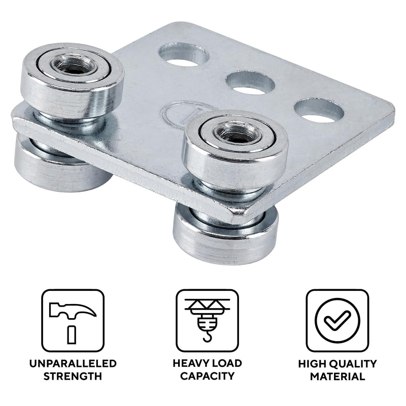 4 Bearing Trolley Assembly Roller - Silver Finish: Electro-Galvanized Zinc - Fits 1-5/8" Wide and All Taller Strut Channels - Design Load: 600 Lbs - 1 Pc Four Bearing Trolley Assembly