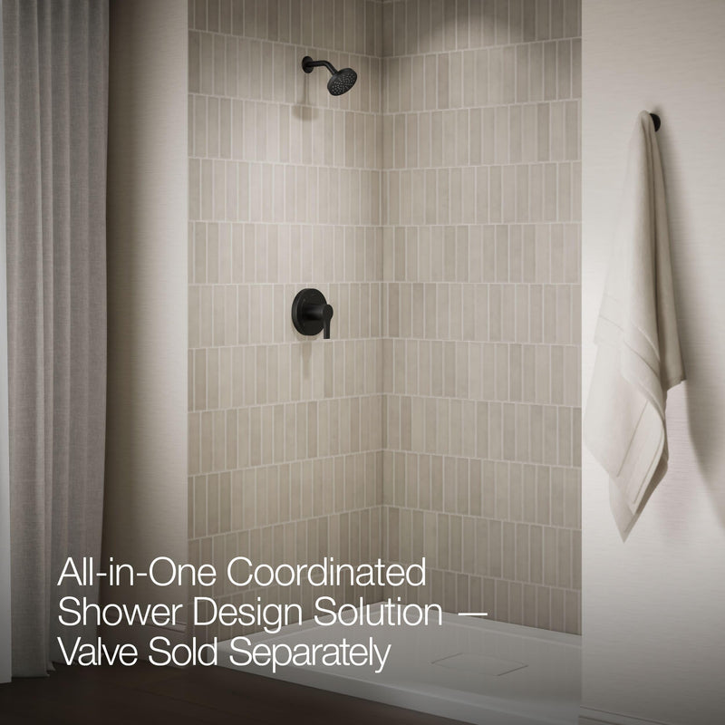 KOHLER TS35321-4G-BL, Elate Rite-Temp Shower Trim with Single Function 1.75 GPM Showerhead, Matte Black, Modern Shower Fixture, Water-Saving Design