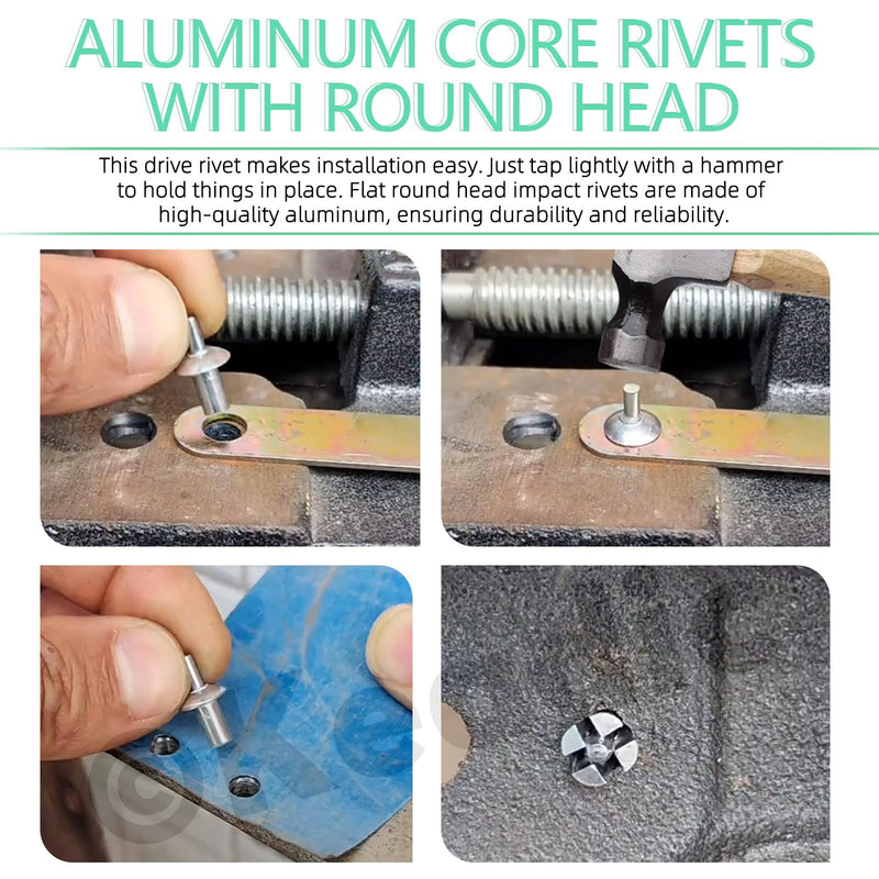 Keadic 130Pcs M5 x 7/9/11mm Aluminum Core Rivets with Round Head Assortment Set with Plastic Case, Half Round Head Hammer Expansion Drive Blind Rivets for Electronic Mechanical Equipment M5*7mm & M5*9mm & M5*11mm