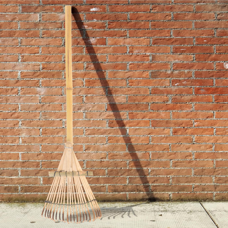HANABASS Bamboo Garden Rake Small Hand Rake for Soil Loosening Lawn Care Gardening Tool Lightweight Durable
