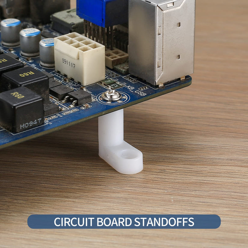 60 Pcs PCB Board Mounting Feet with Screws, White L Shape Circuit Board Plastic Standoffs Mounting Hardware, Game Console Motherboard Fixed Plastic Feet for Arcade Gaming Board Console Motherboard