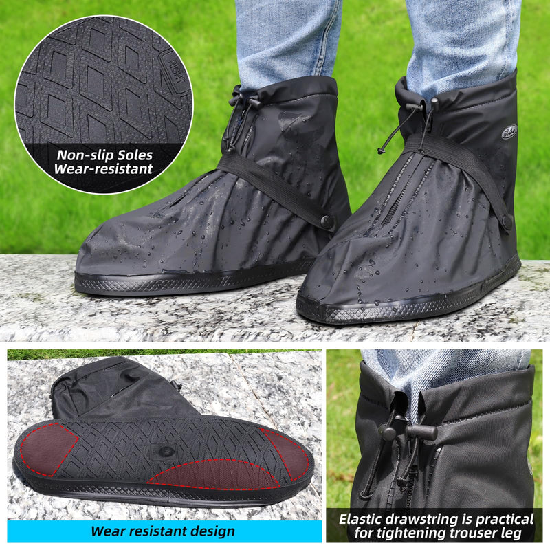 Rain Overshoes Waterproof Shoes Boots Covers Footies Mudsavers Feet Gaiters Men Women for Rain Snow Mud Sand Dust X-Large Black