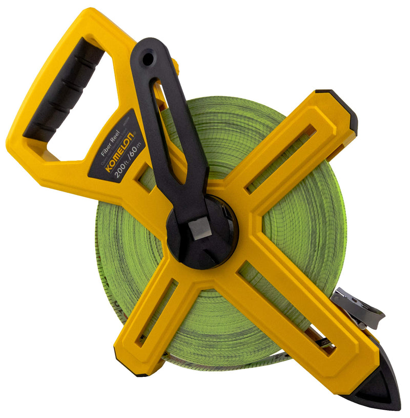 Komelon 6622IM Fiber Reel Long Open Reel Tape Measure Inch/Metric Scale with Double Nylon Coated Fiberglass Blade 200-Feet/60M by 1/2-Inch
