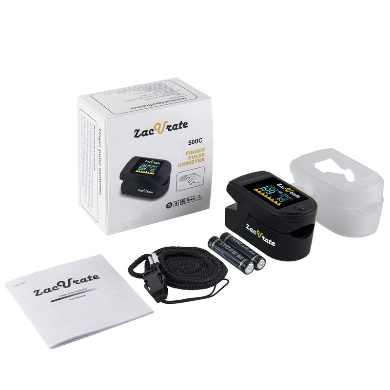 Zacurate 500C Elite Fingertip Pulse Oximeter and Oximeter Carrying Case Bundle