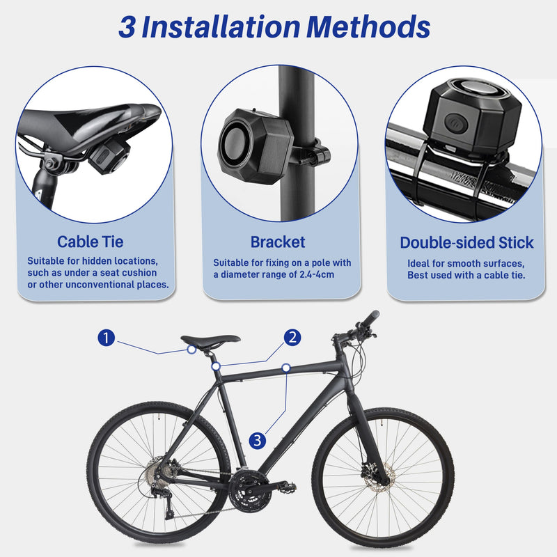 Cruxer Bike Alarms for Ebikes Accessories, Electric Scooter Accessories, Car Alarm System with Motion Sensor, Wireless Antitheft Products, Waterproof Vibration Bike Alarms for Ebikes Bike Scooter Car Square-2PK
